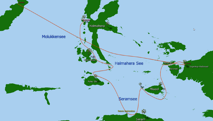 Voraussichtlicher Tourverlauf Raja Ampat & Seramsee 2012