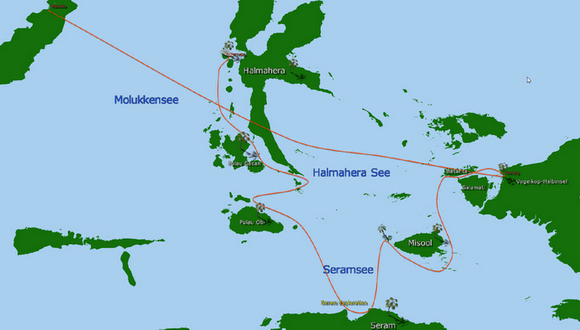 Voraussichtlicher Tourverlauf Raja Ampat & Seramsee 2012