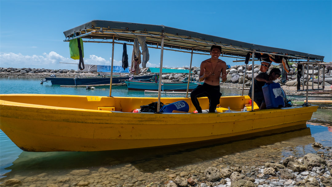 Dive boat with captain and guide