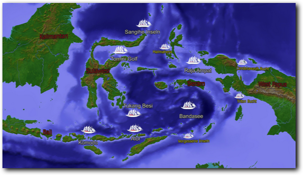 Map: Liveaboard Diving Trips in Indonesien