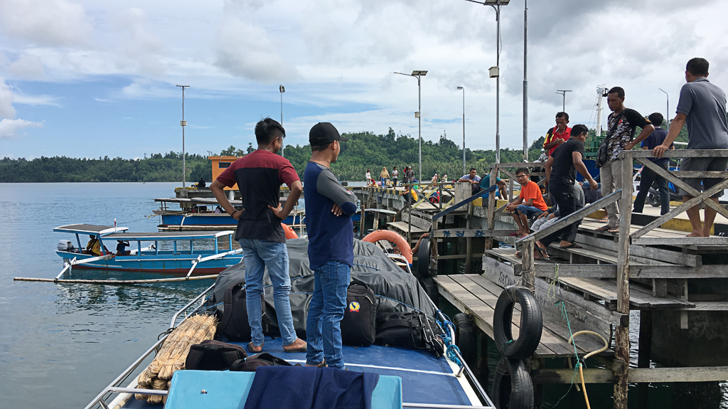 Fast ferry to Ampana, luggage on the top