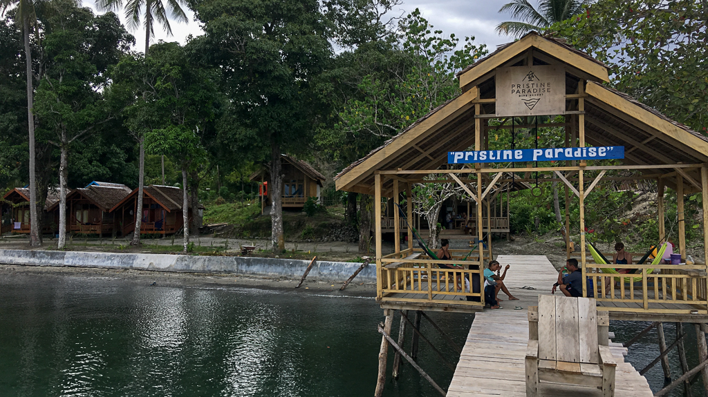 Pristine Paradise, with restaurant in the background