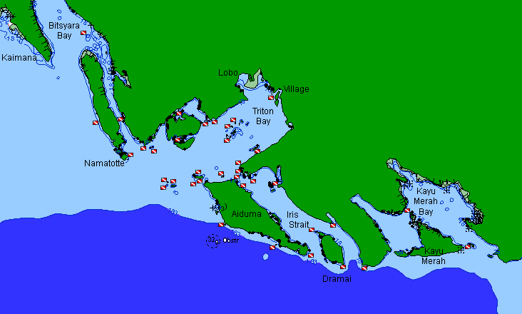 Dive sites in Triton Bay